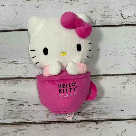 Hello Kitty Cafe Plush Plushie Pink Cup 9 in coffee - Picture 1 of 5